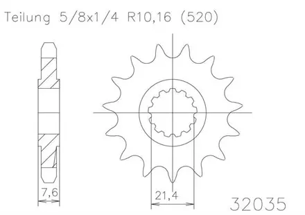Передняя звезда 15 зуб. Esjot 50-32035-15S аналог JTF1536.15