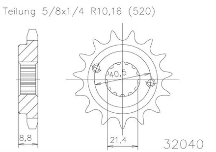 Передняя звезда 13 зуб. Esjot 50-32040-13 аналог JTF1309.13