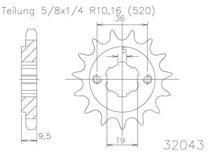 Передняя звезда 13 зуб. Esjot 50-32043-13 аналог JTF337.13