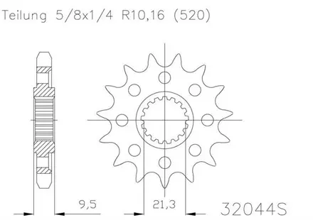 Передняя звезда 14 зуб. Esjot 50-32044-14S