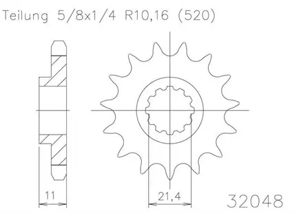 Передняя звезда 12 зуб. Esjot 50-32048-12 аналог JTF824.12