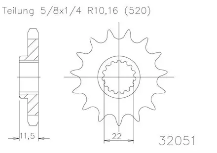 Передняя звезда 15 зуб. Esjot 50-32051-15 аналог JTF1902.15