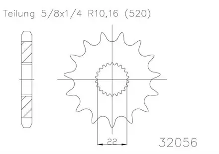 Передняя звезда 14 зуб. Esjot 50-32056-14 аналог JTF394.14
