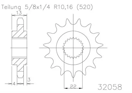 Передняя звезда 17 зуб. Esjot 50-32058-17 аналог JTF1126.17