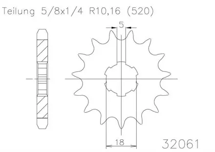 Передняя звезда 13 зуб. Esjot 50-32061-13S аналог JTF1445SC.13