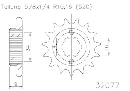 Передняя звезда 13 зуб. Esjot 50-32077-13 аналог JTF1554.13