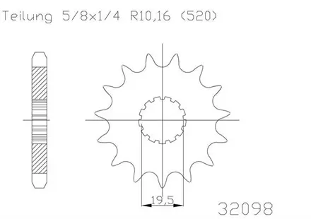 Передняя звезда 12 зуб. Esjot 50-32098-12 аналог JTF1439.12