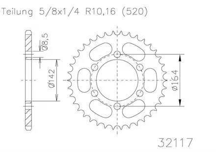 Задняя звезда 46 зуб. Esjot 50-32117-46 аналог JTR1068.46
