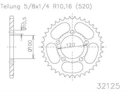 Задняя звезда 44 зуб. Esjot 50-32125-44 аналог JTR703.44