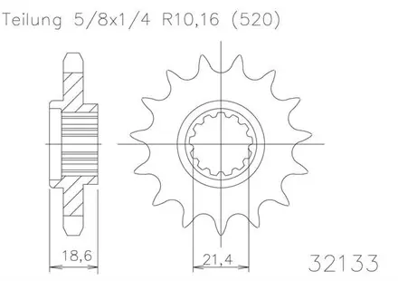 Передняя звезда 14 зуб. Esjot 50-32133-14 аналог JTF1538.14