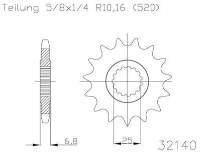Передняя звезда 14 зуб. Esjot 50-32140-14 аналог JTF1592.14