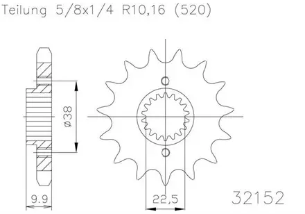 Передняя звезда 15 зуб. Esjot 50-32152-15S аналог JTF403.15