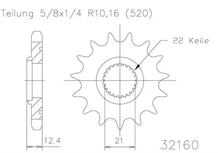 Передняя звезда 14 зуб. Esjot 50-32160-14 аналог JTF1593.14