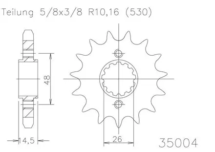 Передняя звезда 18 зуб. Esjot 50-35004-18 аналог JTF339.18