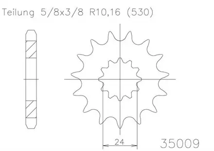 Передняя звезда 18 зуб. Esjot 50-35009-18 аналог JTF517.18