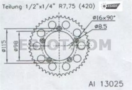 Задняя звезда 50 зуб. Esjot 51-13025-50 аналог JTA894.50