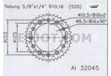 Задняя звезда 46 зуб. Esjot 51-32045-46 аналог JTR210.46