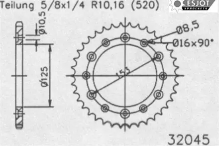 Задняя звезда 47 зуб. Esjot 51-32045-47 аналог JTR301.47