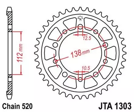 Звезда задняя JT JTA1303.50 для мотоциклов