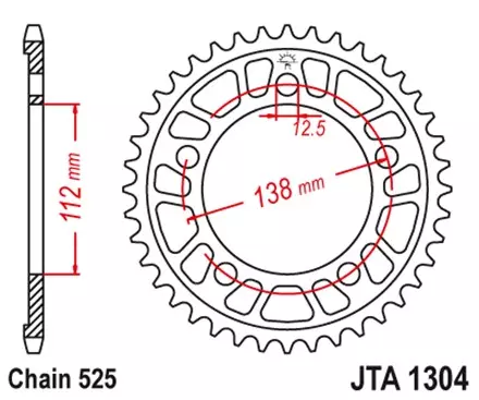 Звезда задняя JT JTA1304.44 для мотоциклов