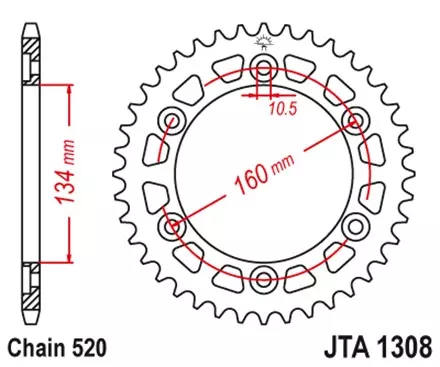 Звезда задняя JT JTA1308.43 для мотоциклов