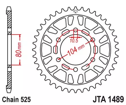 Звезда задняя JT JTA1489.43 для мотоциклов