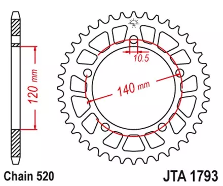 Звезда задняя JT JTA1793.47 для мотоциклов