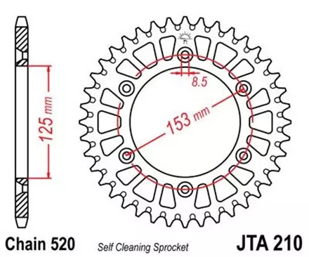 Звезда задняя JT JTA210.50 для мотоциклов