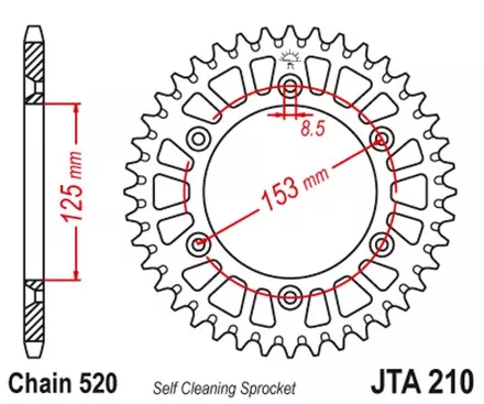 Звезда задняя JT JTA210.53 для мотоциклов