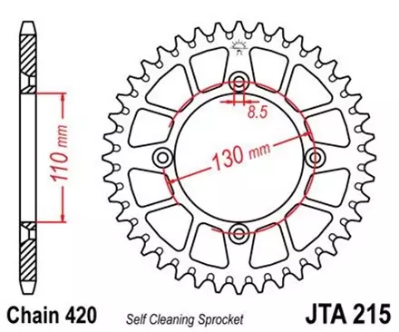 Звезда задняя JT JTA215.50 для мотоциклов