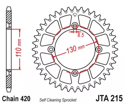 Звезда задняя JT JTA215.51 для мотоциклов