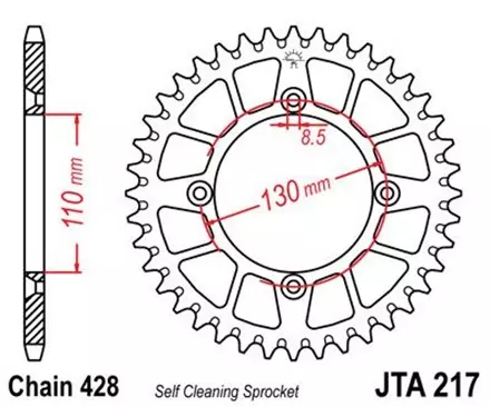 Звезда задняя JT JTA217.55 для мотоциклов