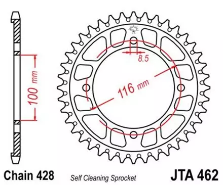 Звезда задняя JT JTA462.51 для мотоциклов