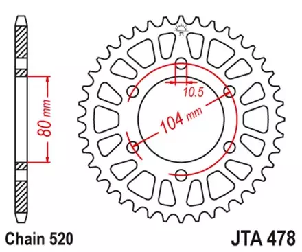 Звезда задняя JT JTA478.47 для мотоциклов