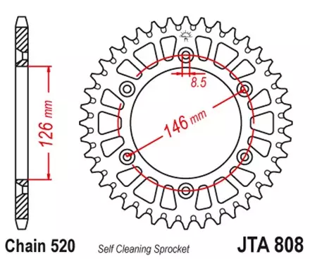 Звезда задняя JT JTA808.53 для мотоциклов