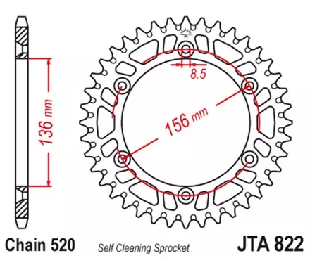 Звезда задняя JT JTA822.49 для мотоциклов