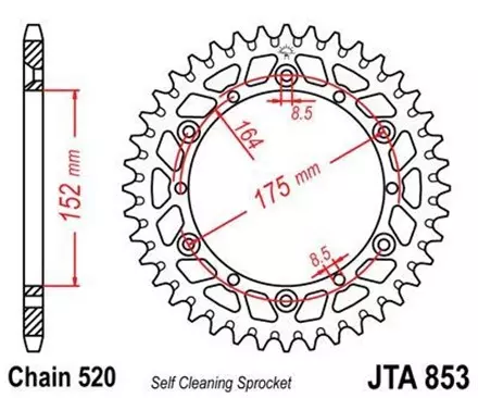 Звезда задняя JT JTA853.49 для мотоциклов