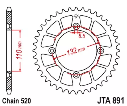 Звезда задняя JT JTA891.48 для мотоциклов