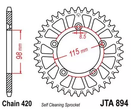 Звезда задняя JT JTA894.50 для мотоциклов