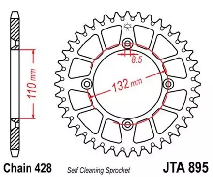 Звезда задняя JT JTA895.48 для мотоциклов