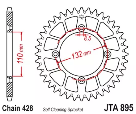 Звезда задняя JT JTA895.50 для мотоциклов