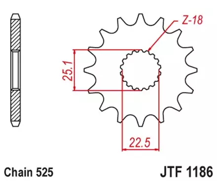 Звезда передняя JT JTF1186.16RB для мотоциклов