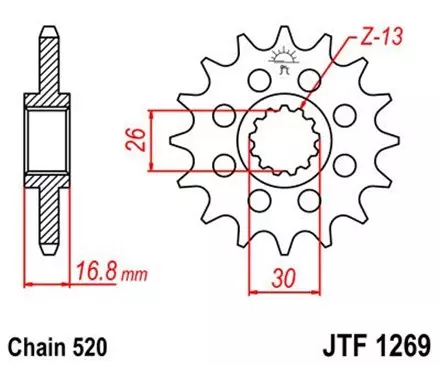 Звезда передняя JT JTF1269.14 для мотоциклов