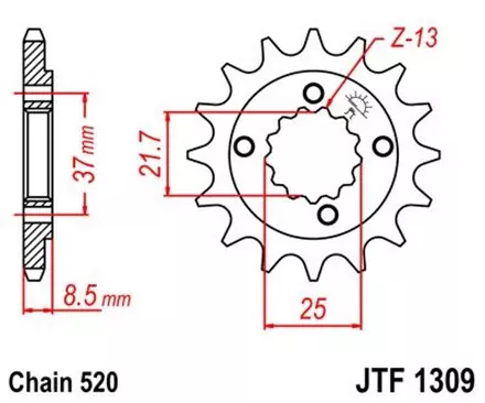 Звезда передняя JT JTF1309.14 для мотоциклов