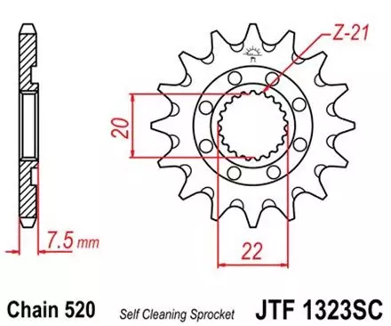 Звезда передняя JT JTF1323.14SC для мотоциклов