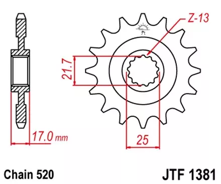 Звезда передняя JT JTF1381.16 для мотоциклов