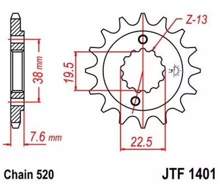 Звезда передняя JT JTF1401.14 для мотоциклов