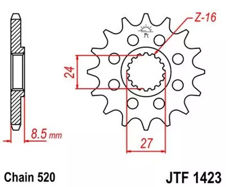 Звезда передняя JT JTF1423.17 для мотоциклов