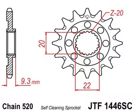 Звезда передняя JT JTF1446.13SC для мотоциклов