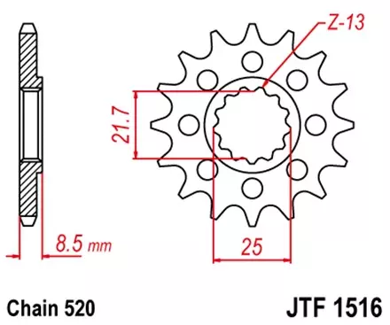 Звезда передняя JT JTF1516.14 для мотоциклов
